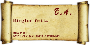 Bingler Anita névjegykártya