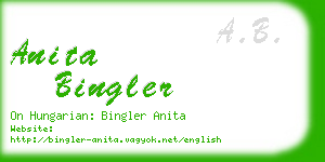 anita bingler business card